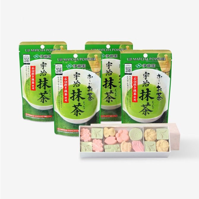 茶舗 抹茶3個セットvv ハートのお抹茶セット(宇治抹茶30g×3種、和三盆糖、抹茶碗セット